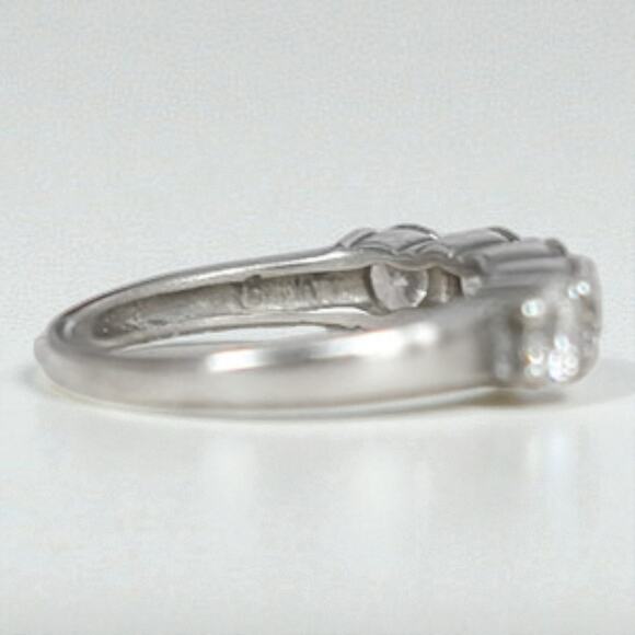 Vintage Sterling Silver CZ Three Stone Engagement Wedding Ring Size 4.75 - Picture 5 of 9